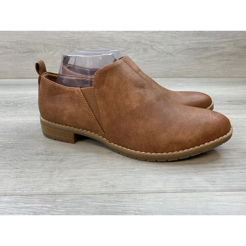 Eurosoft by Sofft Women's 9 Tan Brown Faux Leather Ankle Booties Comfort Shoes